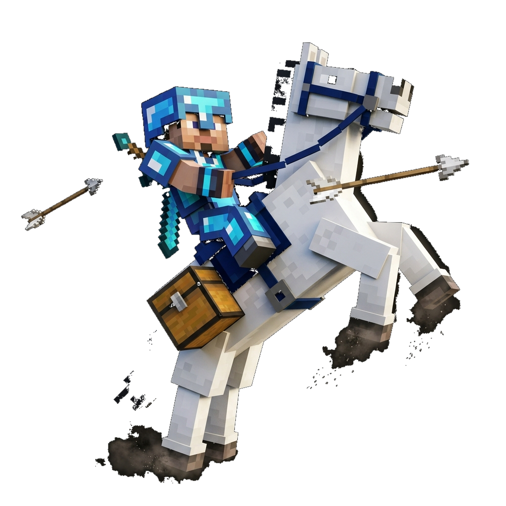 Minecraft tarzı atlı karakter