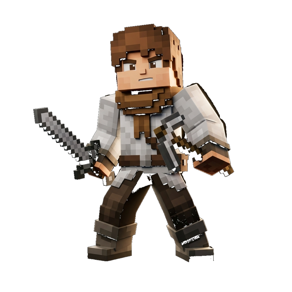 Minecraft tarzı savaşçı karakter